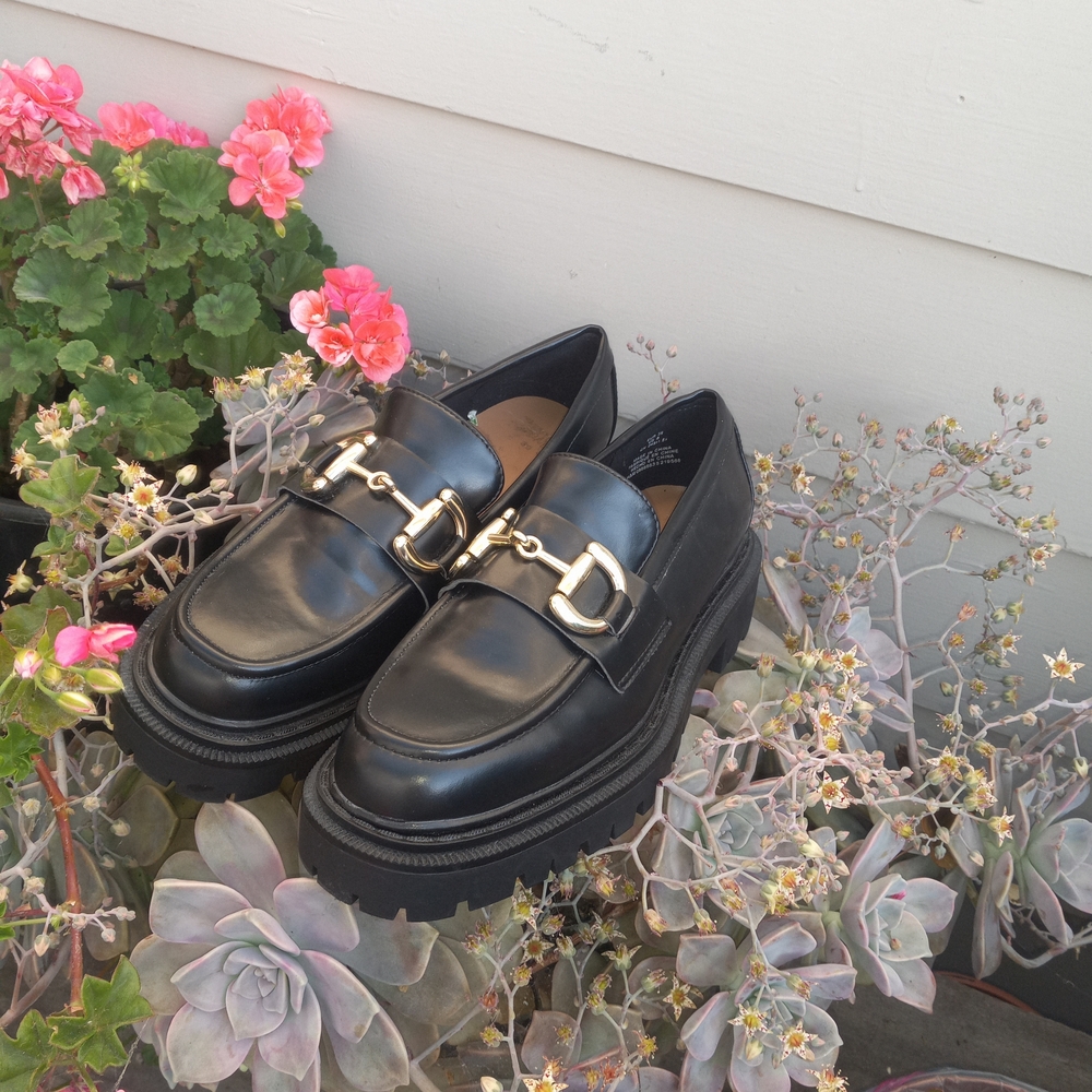 H&M Black Loafers with Gold Accent